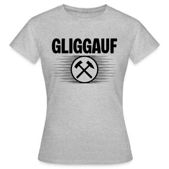 Glueck auf Mundart - Frauen T-Shirt - Grau meliert - Vorne - AI Model Female 172 dark (172cm)