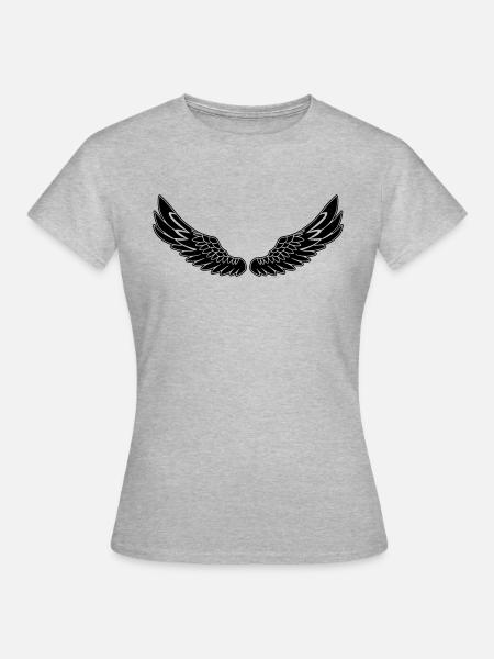 Wings black de - Frauen T-Shirt - Grau meliert