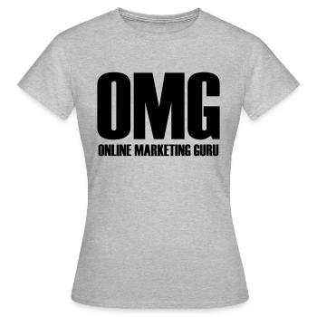 Idée de cadeau OMG Online Marketing Gourou - T-shirt Femme - gris chiné - Devant - AI Model Female 172 dark (172cm)