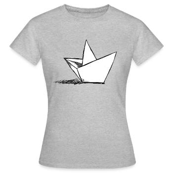 bateau de papier - T-shirt Femme - gris chiné - Devant - AI Model Female 172 dark (172cm)