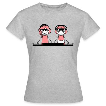 2 amis amies couple duo amour mixe pla pla - T-shirt Femme - gris chiné - Devant - AI Model Female 172 dark (172cm)