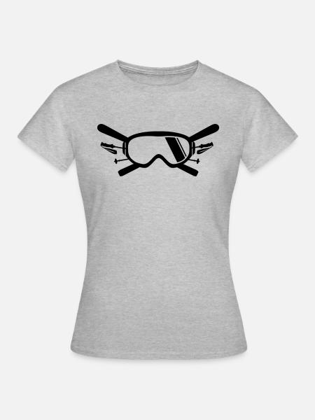 Skidesign Skibrille - Frauen T-Shirt - Grau meliert