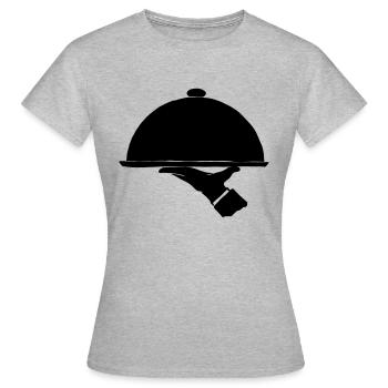 Servierglocke Kellner Herr Ober Geschenk Glosche - Frauen T-Shirt - Grau meliert - Vorne - AI Model Female 172 dark (172cm)