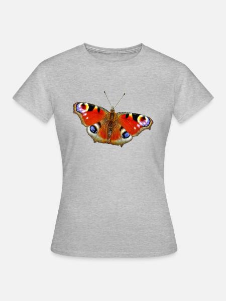 Schmetterling Pfauenauge - Frauen T-Shirt - Grau meliert