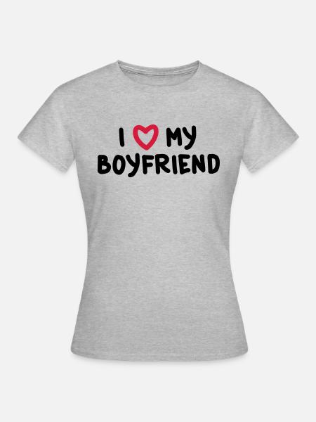 i_love_my_boyfriend_f2 - Dame-T-shirt - grå meleret