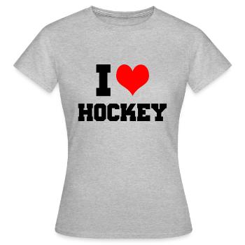 J'aime le hockey, le hockey sur glace - T-shirt Femme - gris chiné - Devant - AI Model Female 172 dark (172cm)