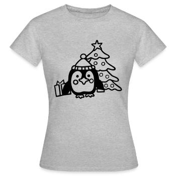 Penguin (Christmas) - Women's T-Shirt - heather grey - Front - AI Model Female 172 dark (172cm)