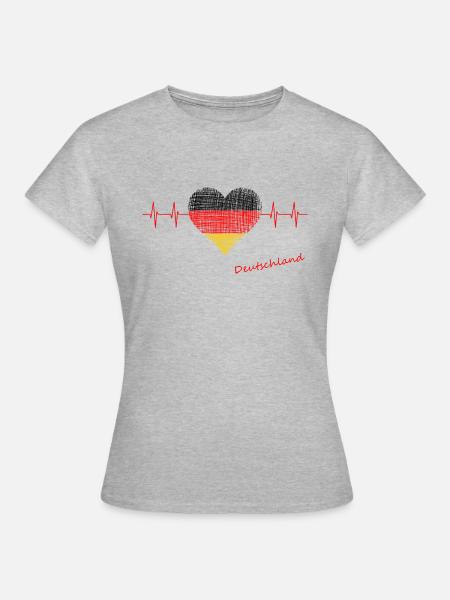 Deutschland Herzschlag - Frauen T-Shirt - Grau meliert