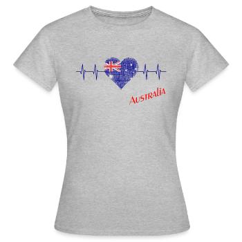 Australien Herz Herzschlag Australia - Frauen T-Shirt - Grau meliert - Vorne - AI Model Female 172 dark (172cm)