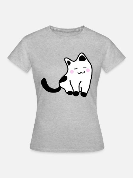 Weißes Kätzchen - Frauen T-Shirt - Grau meliert