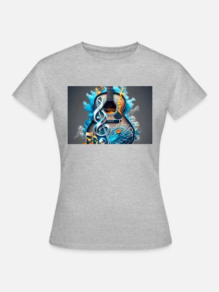Bunte Akustikgitarre - Frauen T-Shirt - Grau meliert