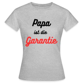 Papa ist die Garantie - Bukhari-blk-red - Frauen T-Shirt - Grau meliert - Vorne - AI Model Female 172 dark (172cm)