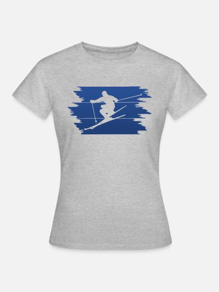 Skifahren Skiing - Frauen T-Shirt - Grau meliert