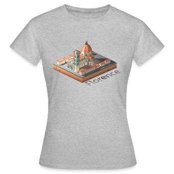 Geometrische Low-Poly-Kathedrale von Florenz - Frauen T-Shirt - Grau meliert - Vorne - AI Model Female 172 dark (172cm)