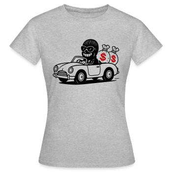 Bank Robber Gangster Funny - Women's T-Shirt - heather grey - Front - AI Model Female 172 dark (172cm)