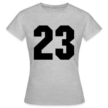 Ziffer Zahl Nummer 23 - Frauen T-Shirt - Grau meliert - Vorne - AI Model Female 172 dark (172cm)