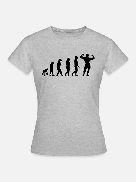 Evolution Body Building - Frauen T-Shirt - Grau meliert