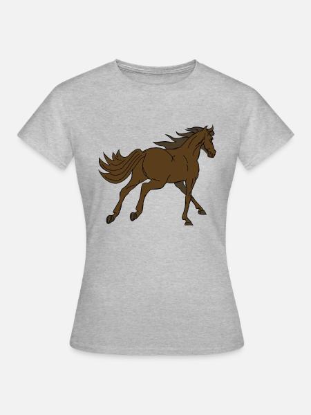 Pferd - Frauen T-Shirt - Grau meliert