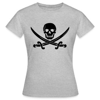 Crâne de pirate sabre - T-shirt Femme - gris chiné - Devant - AI Model Female 172 dark (172cm)