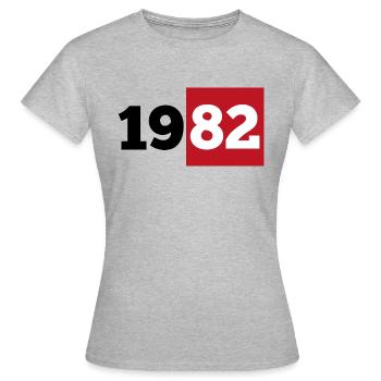 Jahrgang 1982 Geburtsdatum Geschenk - Frauen T-Shirt - Grau meliert - Vorne - AI Model Female 172 dark (172cm)