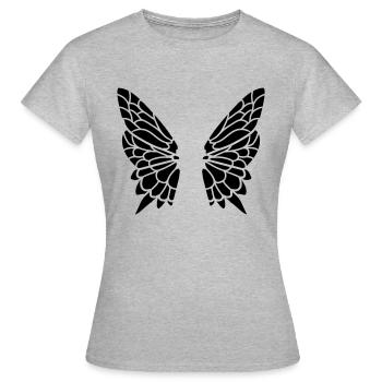 Fluegel vom Schmetterling - Frauen T-Shirt - Grau meliert - Vorne - AI Model Female 172 dark (172cm)