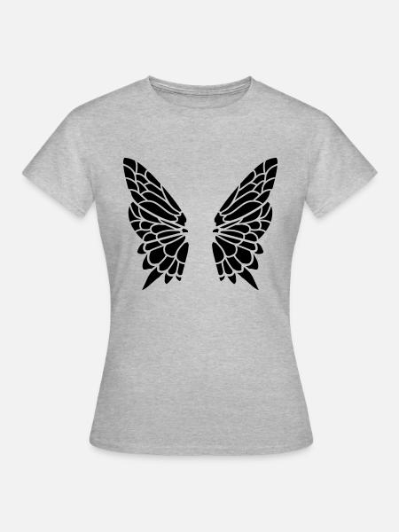 Fluegel vom Schmetterling - Frauen T-Shirt - Grau meliert
