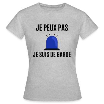 Je peux pas je suis de garde - T-shirt Femme - gris chiné - Devant - AI Model Female 172 dark (172cm)