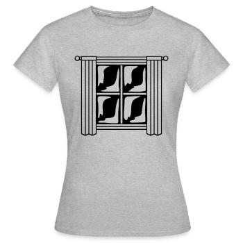 Nachts Fenster Holz Vorhang - Frauen T-Shirt - Grau meliert - Vorne - AI Model Female 172 dark (172cm)
