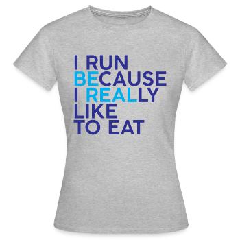 Je cours parce que j’aime vraiment manger 4 - T-shirt Femme - gris chiné - Devant - AI Model Female 172 dark (172cm)
