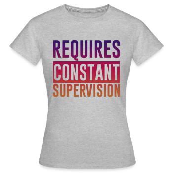 Nécessite une supervision constante 2 - T-shirt Femme - gris chiné - Devant - AI Model Female 172 dark (172cm)