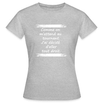 Expression Originale - T-shirt Femme - gris chiné - Devant - AI Model Female 172 dark (172cm)