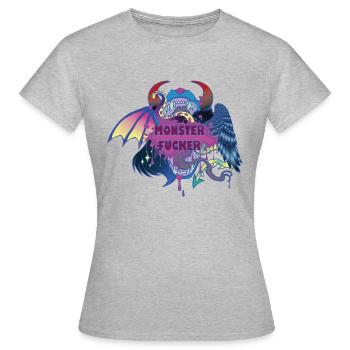 Monster Fucker! - Frauen T-Shirt - Grau meliert - Vorne - AI Model Female 172 dark (172cm)