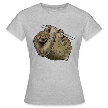 Faultier am Ast - Frauen T-Shirt - Grau meliert - Vorne - AI Model Female 172 dark (172cm)