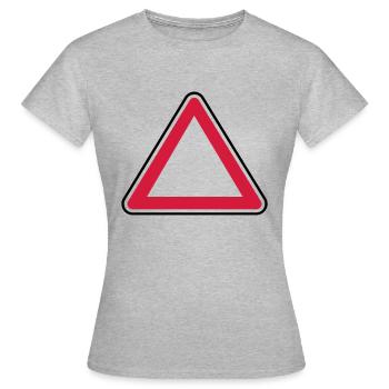 panneau attention - T-shirt Femme - gris chiné - Devant - AI Model Female 172 dark (172cm)