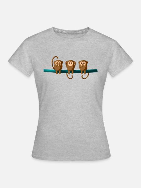 3 Baby Affen - Frauen T-Shirt - Grau meliert