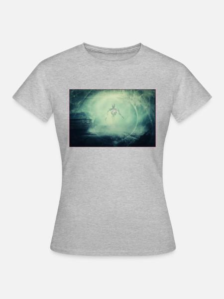 menschlicher Roboter geht im Dunst der Stadt - Frauen T-Shirt - Grau meliert