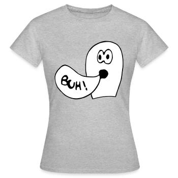 Geist Buh! - Frauen T-Shirt - Grau meliert - Vorne - AI Model Female 172 dark (172cm)