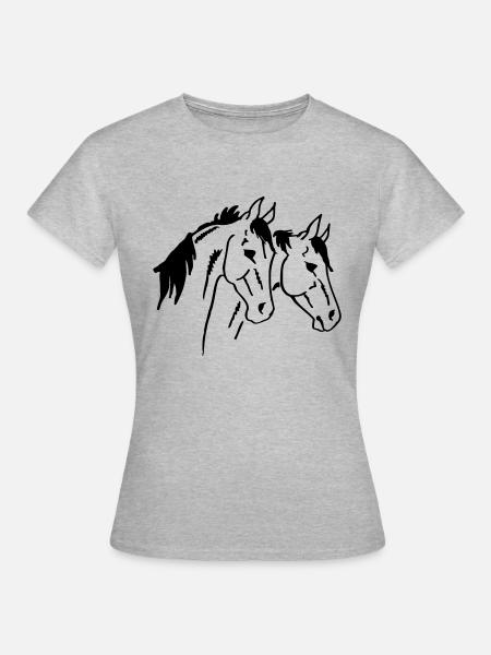 Zwei Pferde - Frauen T-Shirt - Grau meliert