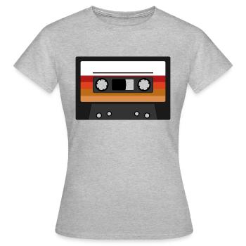 Musikkassette Audiokassette Radio Musik Retro - Frauen T-Shirt - Grau meliert - Vorne - AI Model Female 172 dark (172cm)