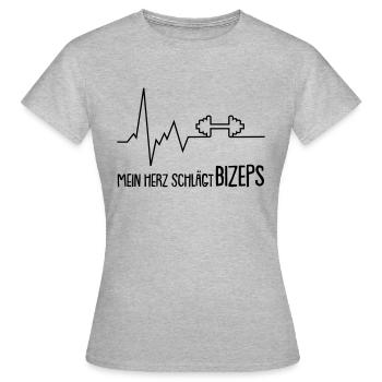 mein herz schlägt bizeps - Frauen T-Shirt - Grau meliert - Vorne - AI Model Female 172 dark (172cm)