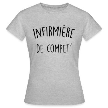infirmiere de compet - T-shirt Femme - gris chiné - Devant - AI Model Female 172 dark (172cm)