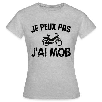 je peux pas j'ai mob - T-shirt Femme - gris chiné - Devant - AI Model Female 172 dark (172cm)