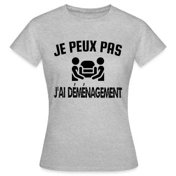 je peux pas j'ai déménagement - T-shirt Femme - gris chiné - Devant - AI Model Female 172 dark (172cm)