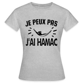 je peux pas j'ai hamac - T-shirt Femme - gris chiné - Devant - AI Model Female 172 dark (172cm)