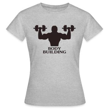 Bodybuilder mit Hanteln - Frauen T-Shirt - Grau meliert - Vorne - AI Model Female 172 dark (172cm)