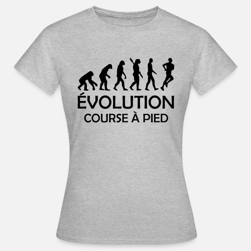 evolution course à pied / humour course à pied - T-shirt Femme - gris chiné