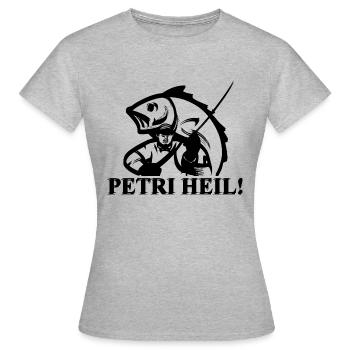 PETRI HEIL! ANGLER - Frauen T-Shirt - Grau meliert - Vorne - AI Model Female 172 dark (172cm)