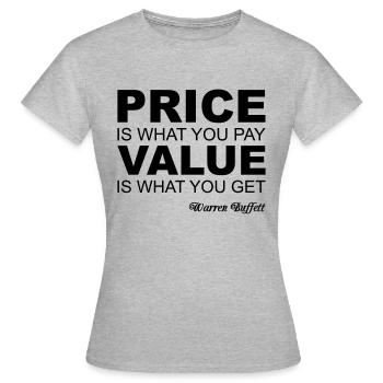 Warren Buffett Quote - T-shirt Femme - gris chiné - Devant - AI Model Female 172 dark (172cm)