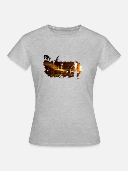 bowhunter splash Sonnenuntergang - Frauen T-Shirt - Grau meliert