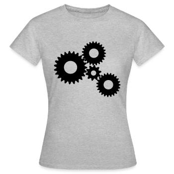 Zahnräder/Getriebe/Gear - Frauen T-Shirt - Grau meliert - Vorne - AI Model Female 172 dark (172cm)